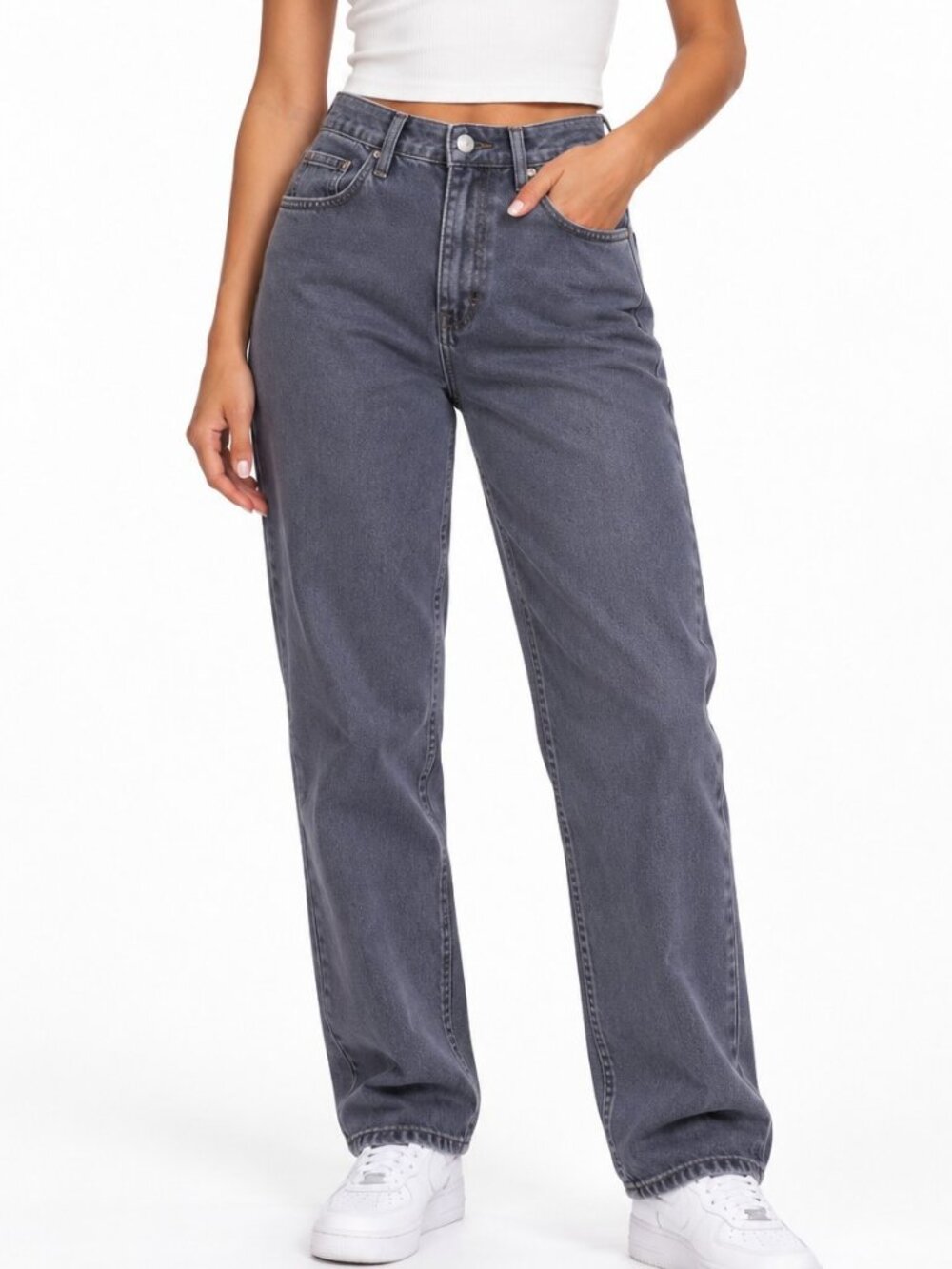 Hollister Ultra High Rise Dad Jeans Womens 8 Gray Vintage Stretch Straight Leg